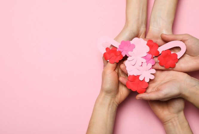 Women's health and women's healthcare concept with uterus