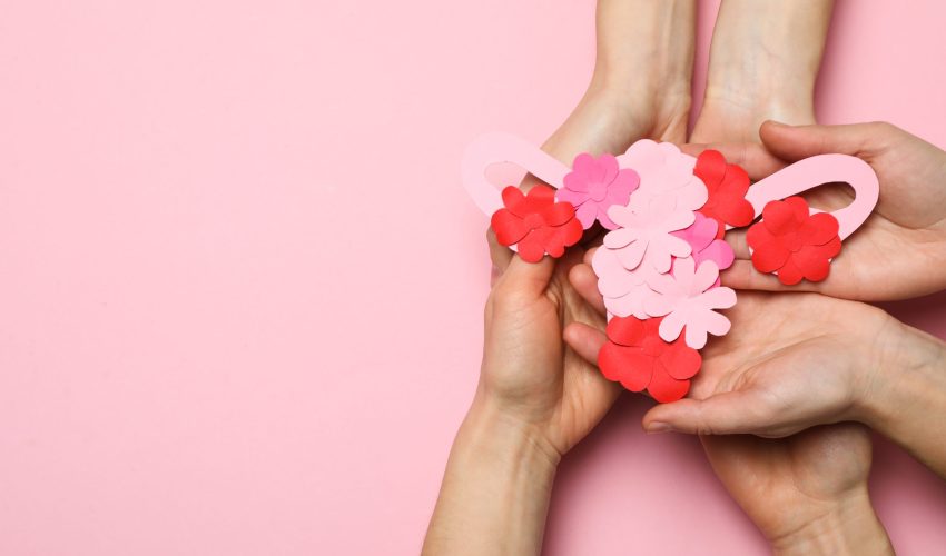 Women's health and women's healthcare concept with uterus